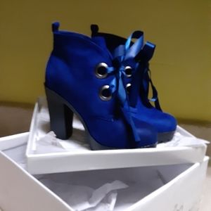 Royal blue suede boots
